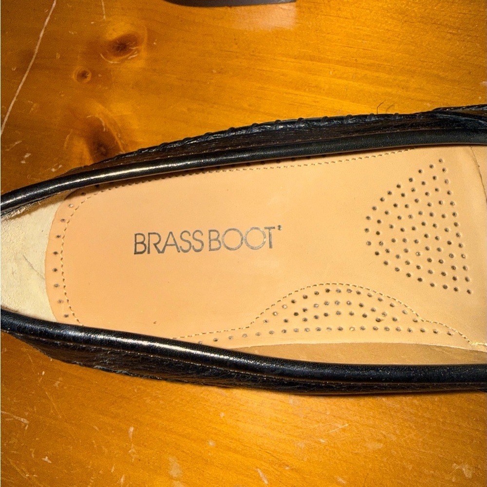 Brass Boot Penny Loafers Pebble Gain Leather Mens 11.5 Slip On Black Classic - Picture 7 of 9